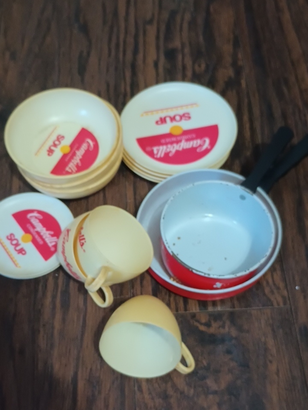 Yellow and Red Toy Soup Set - Play Kitchen Accessories